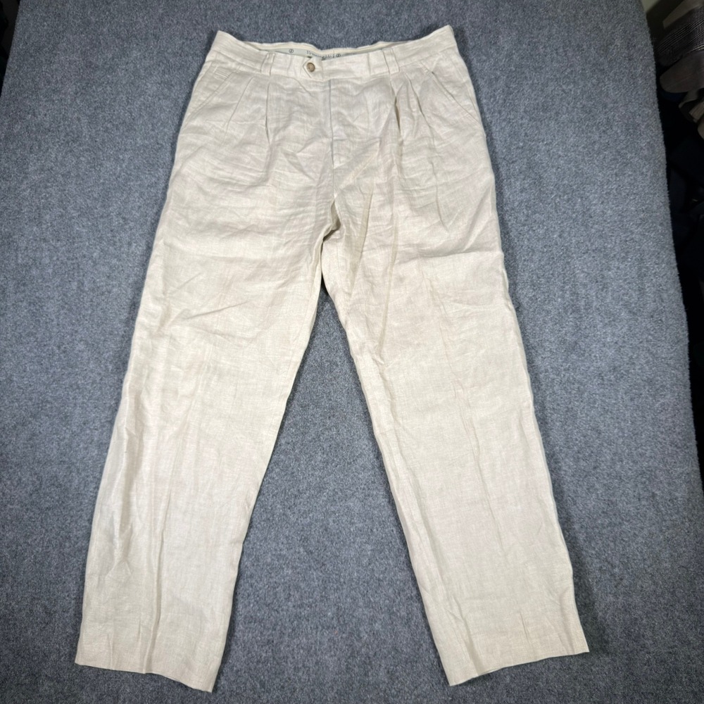 Ermenegildo Zegna Pleated Linen Trousers Mens 37 Beige fits /7